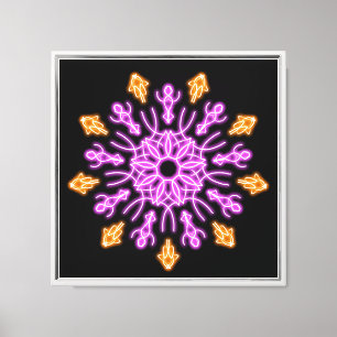 Pink and orange neon flower canvas print