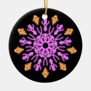 Pink and orange neon flower ceramic tree decoration
