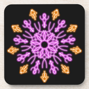 Pink and orange neon flower coaster