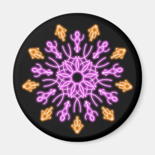 Pink and orange neon flower magnet