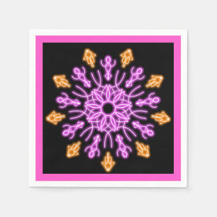 Pink and orange neon flower napkin