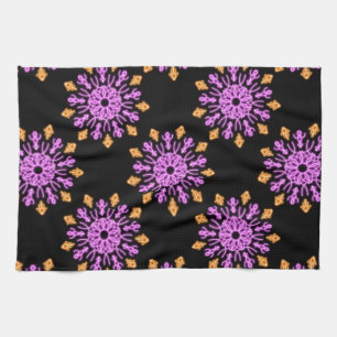 Pink and orange neon flower tea towel