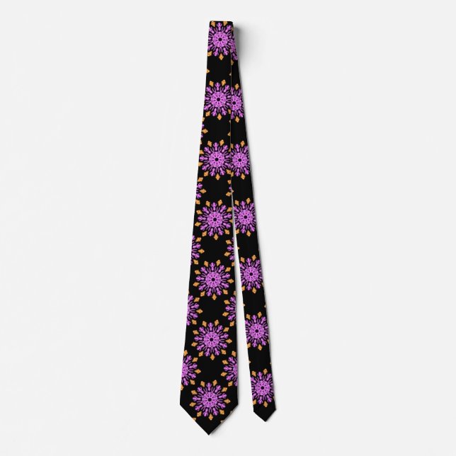 Pink and orange neon flower tie (Front)