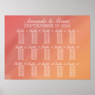 Pink and Orange Ombre Fade Seating Chart