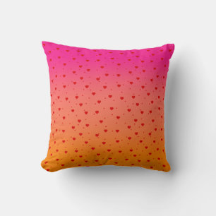 Pink and orange ombre red hearts pattern cushion