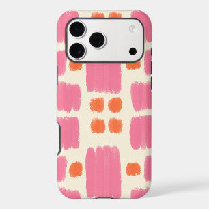 Pink and Orange painted shapes on Cream