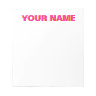 Pink and Orange Personalised Name Notepad