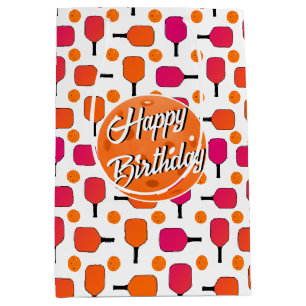 Pink and Orange Pickleball Paddles Personalised Medium Gift Bag