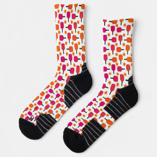 Pink and Orange Pickleball Paddles Personalised Socks