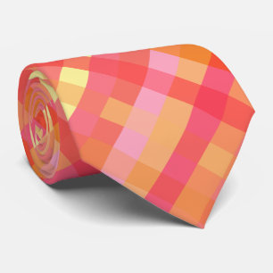 Pink and orange plaid tie