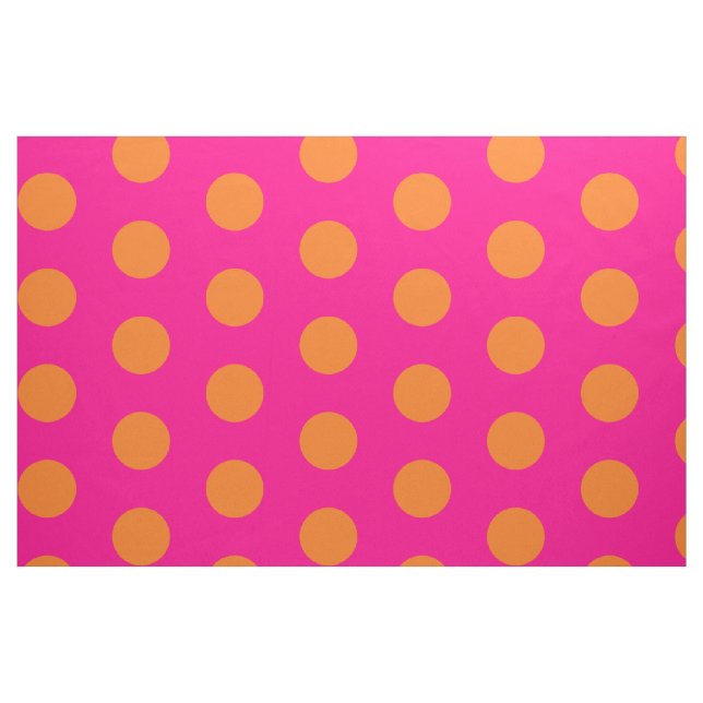 Pink And Orange Polka Dot Combed Cotton Fabric (Fat Quarter)