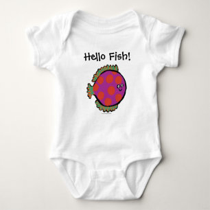 Pink and Orange Polka-Dot Fish Baby Bodysuit