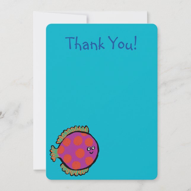 Pink and Orange Polka-Dot Fish Thank You Card (Front)