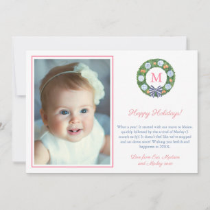 Pink And Orange Preppy Boxwood Ginger Jars Picture Holiday Card