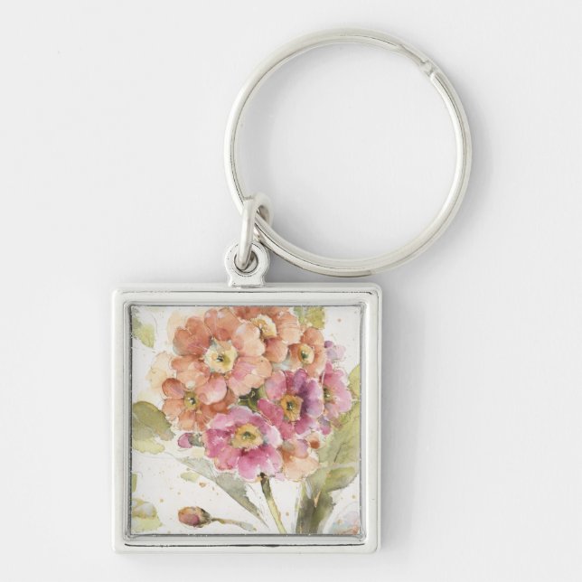 Pink and Orange Primrose Key Ring (Front)