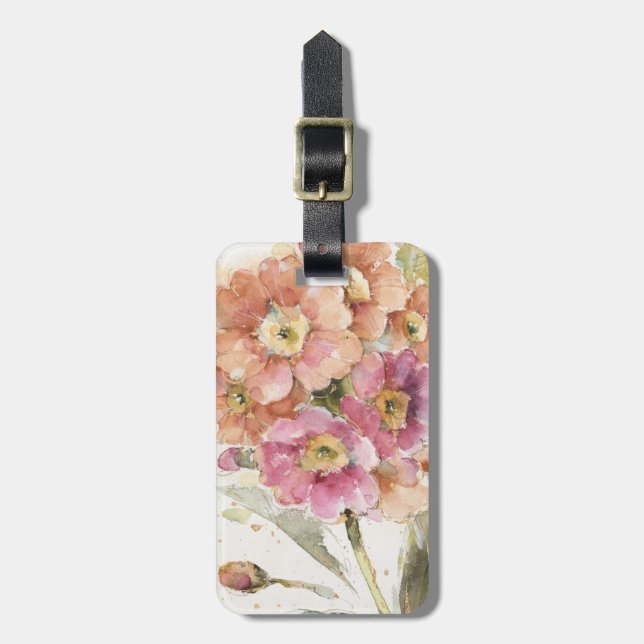 Pink and Orange Primrose Luggage Tag (Front Vertical)