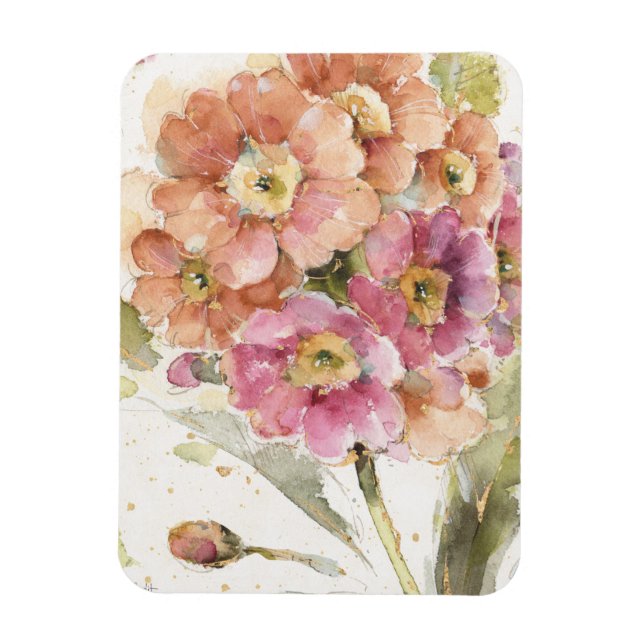 Pink and Orange Primrose Magnet (Vertical)