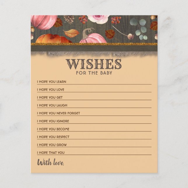 Pink and Orange Pumpkins Wishes For The Baby (Front)