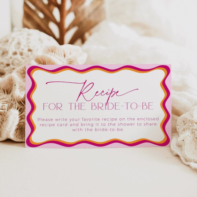 Pink and Orange Recipe Card Request Bridal Shower  (Creator Uploaded)