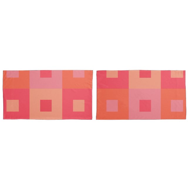 Pink and Orange Rectangles Pillowcase (Front-Set)