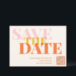Pink and Orange Retro Modern Bat Mitzvah QR Code Save The Date<br><div class="desc">Pink and Orange Retro Modern Bat Mitzvah QR Code Save the Date</div>