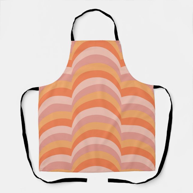 Pink and orange retro style curves pattern apron (Front)