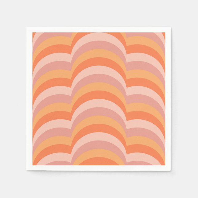 Pink and orange retro style curves pattern napkin (Front)