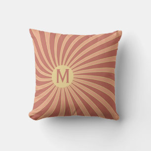 Pink and orange retro style sunburst design cushion