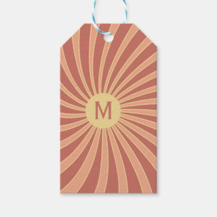 Pink and orange retro style sunburst design gift tags