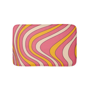 Pink and orange retro style waves bath mat