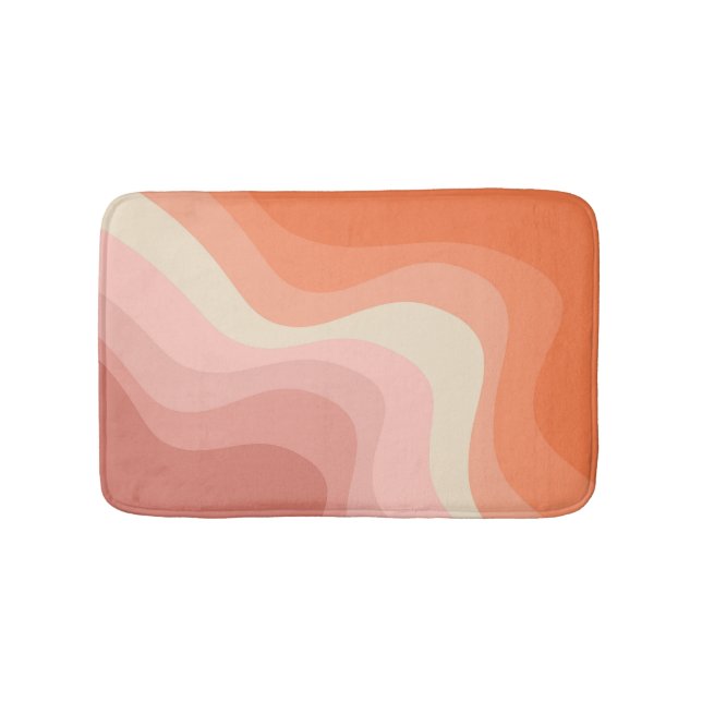 Pink and orange retro style waves bath mat (Front)