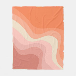 Pink and orange retro style waves fleece blanket