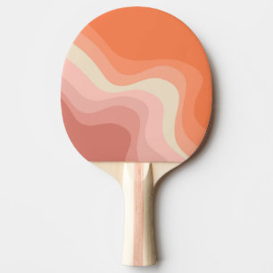 Pink and orange retro style waves ping pong paddle
