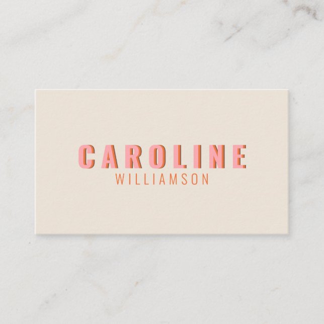 Pink and Orange Retro Typography Creative Modern Business Card (Front)