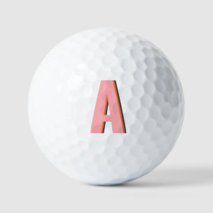 Pink and Orange Retro Typography Monogram Initial Golf Balls