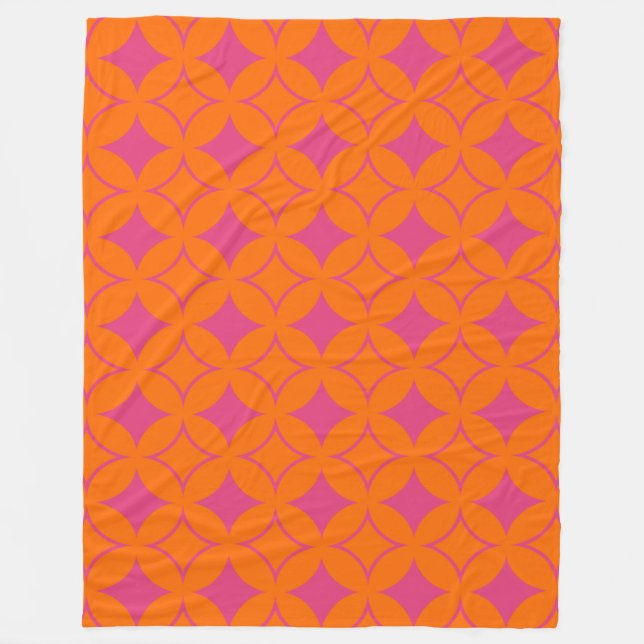 Pink and orange shippo fleece blanket (Front)