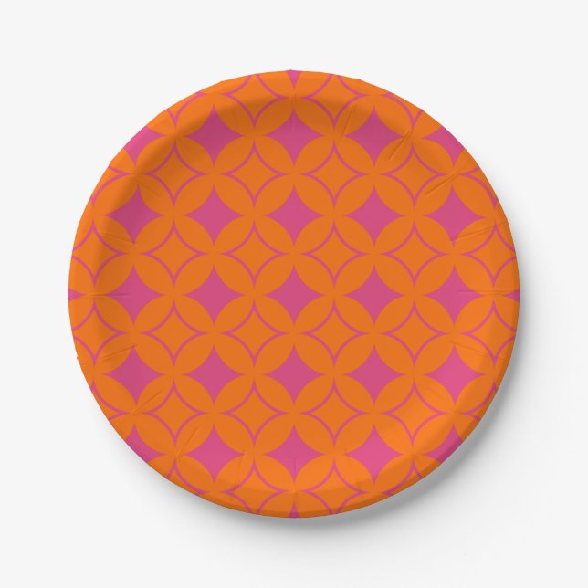 Pink and orange shippo paper plate (Front)