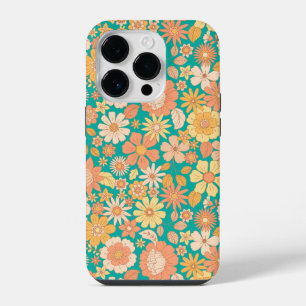 pink and orange spring flowers pattern iPhone 14 pro case