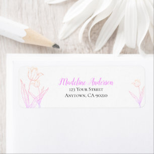 Pink and Orange Spring Tulips   Return Address Label