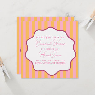 Pink and Orange Stripe Bachelorette Invitation, Invitation