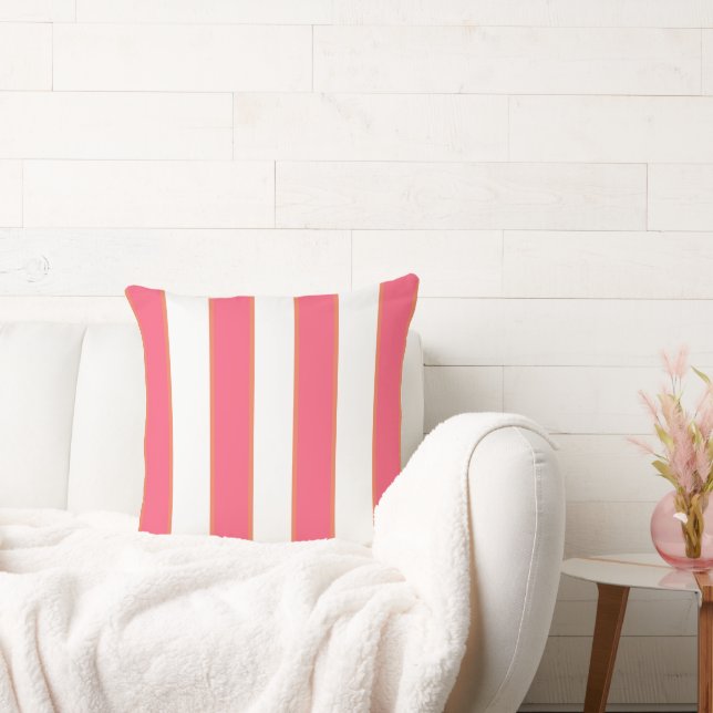 Pink and orange stripe  cushion (Couch)