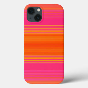 Pink and Orange Striped Pattern iPhone 13 Case