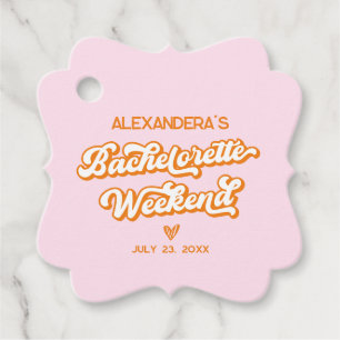 Pink and Orange Sunset Bachelorette Favour Tags