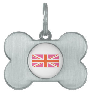 Pink and Orange Union Flag Pet ID Tag