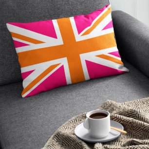 Pink and Orange Union Jack Lumbar Cushion