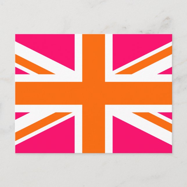 Pink and Orange Union Jack Postcard (Front)