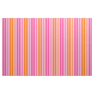 Pink and Orange Vertical Stripes Design Fabric