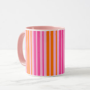 Pink and Orange Vertical Stripes Design Mug