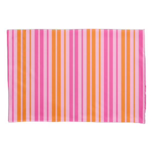 Pink and Orange Vertical Stripes Design Pillowcase