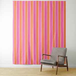 Pink and Orange Vertical Stripes Design Tapestry